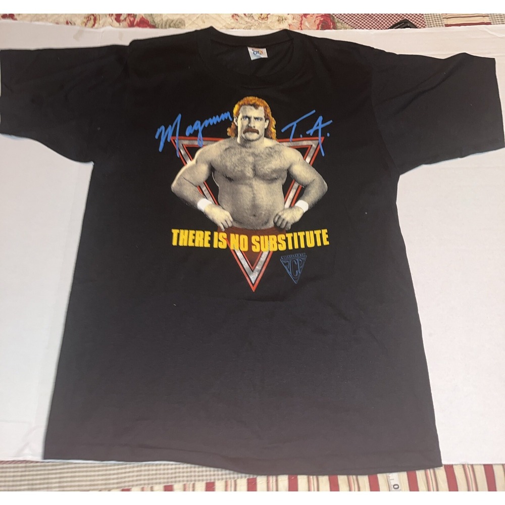 Vintage 80s wrestling t shirt L Magnum T.A. There‎ Is No Substitute  JCP Cal Cru
